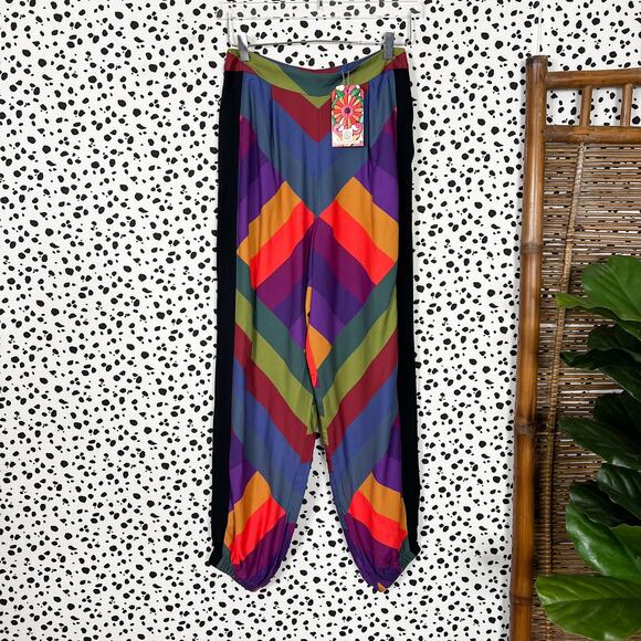 FARM Rio Pants - NEW Farm Rio | Anthropologie Teresita Colorful Striped Joggers Pants NWT M